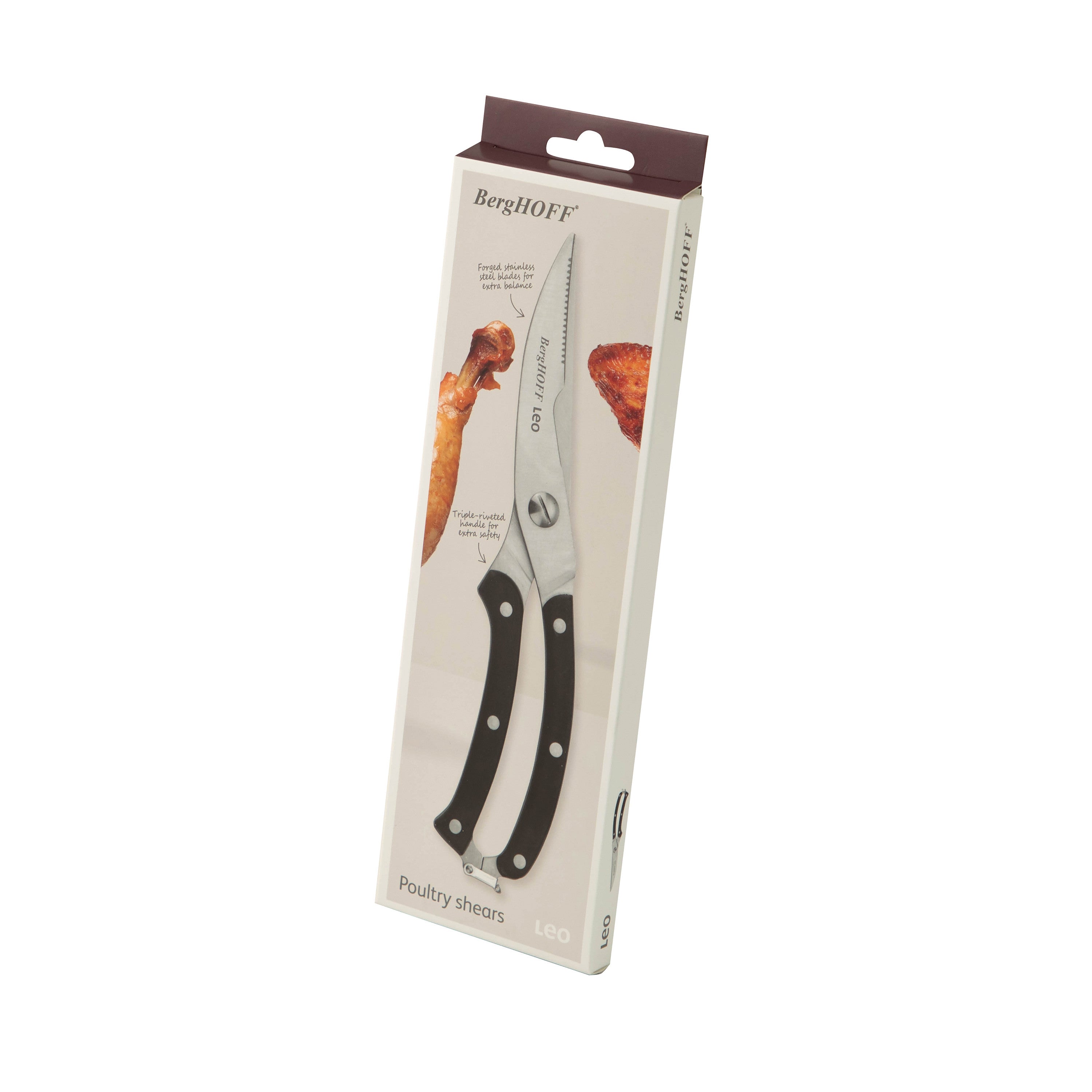 BergHOFF Poultry Shears - Graphite Series with Forged Blades, Safety Clip and Easy-Clean Design
