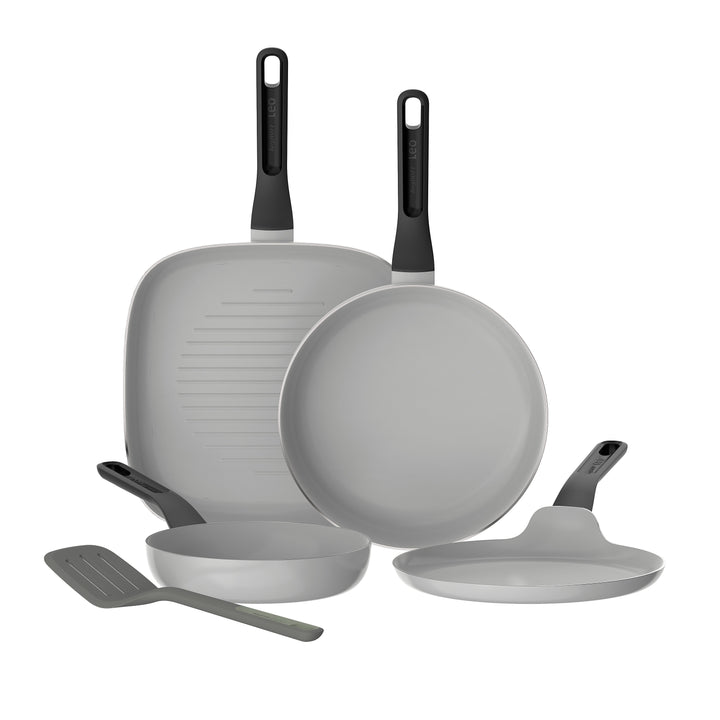 BergHOFF 4-Piece Frying Pan Set – Uqonic Downdraft Series with 20/24/26 cm Pans + Pancake Pan and Free Turner