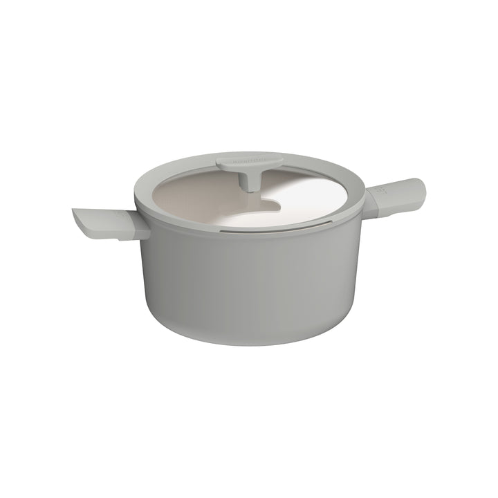 BergHOFF 24cm High Covered Stockpot - Balance Moonmist with Non-Stick Coating & Spoon Rest Glass Lid