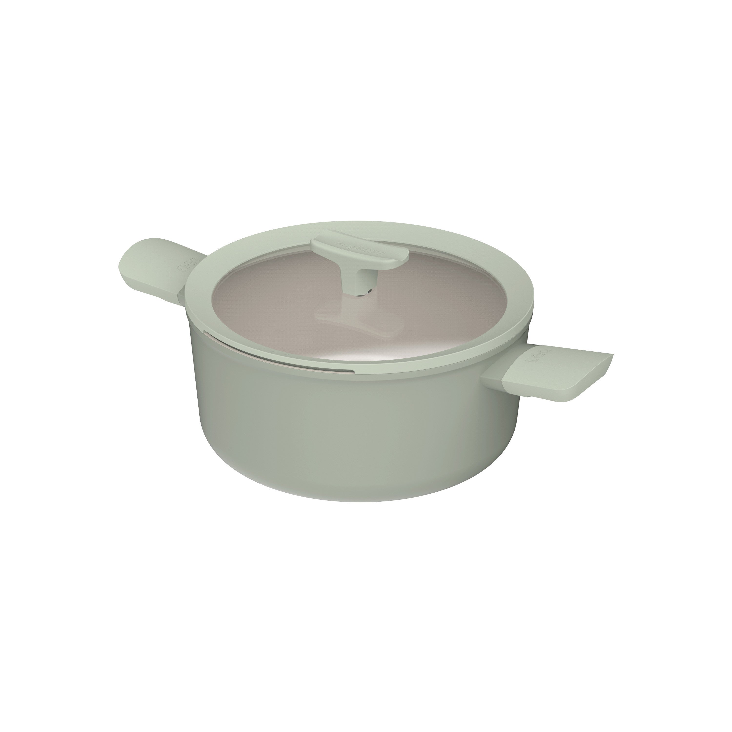 BergHOFF 24cm Covered Stockpot - Balance Sage with Ceramic Non-Stick & Glass Lid with Spoon Rest