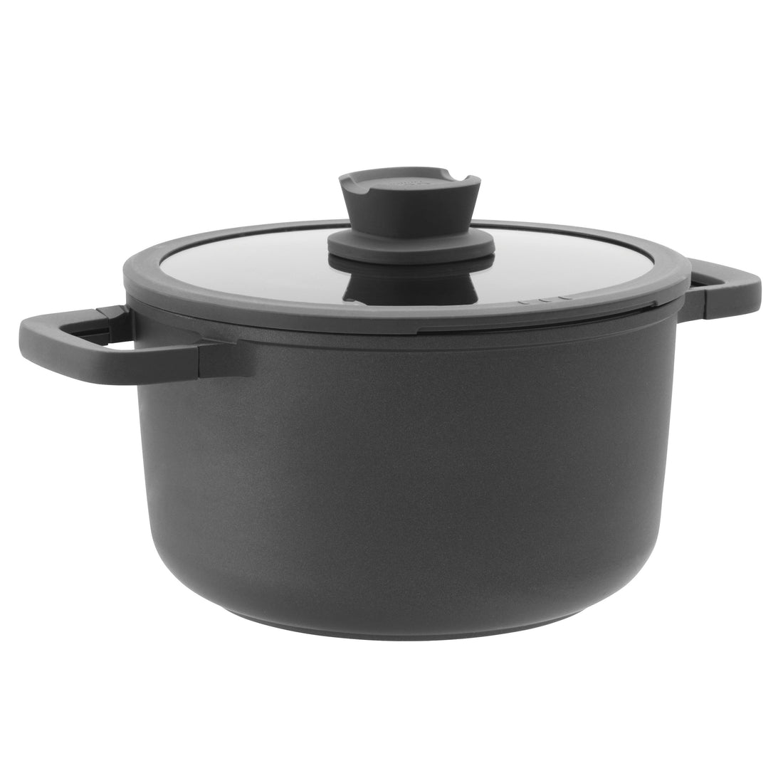 BergHOFF 24cm x 14cm Tall Stockpot - Stone+ Series with Glass Lid & Eco-Friendly Non-Stick Coating