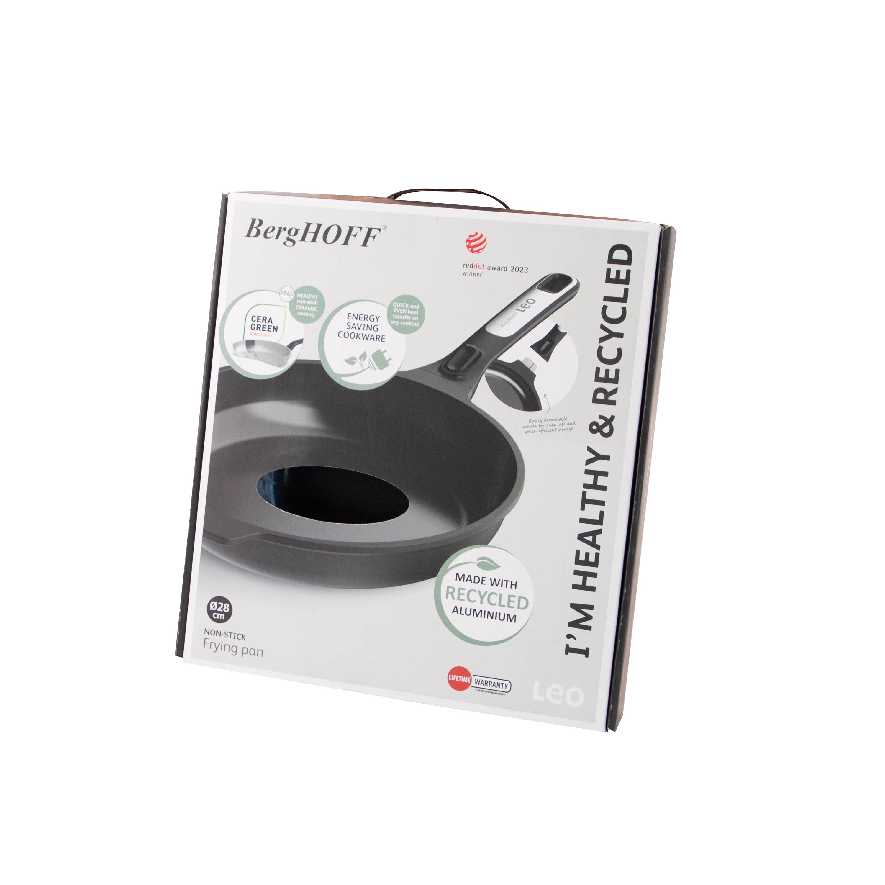 BergHOFF 28cm Frying Pan - Phantom Series Recycled Aluminum with Easy Food Release and Removable Handle