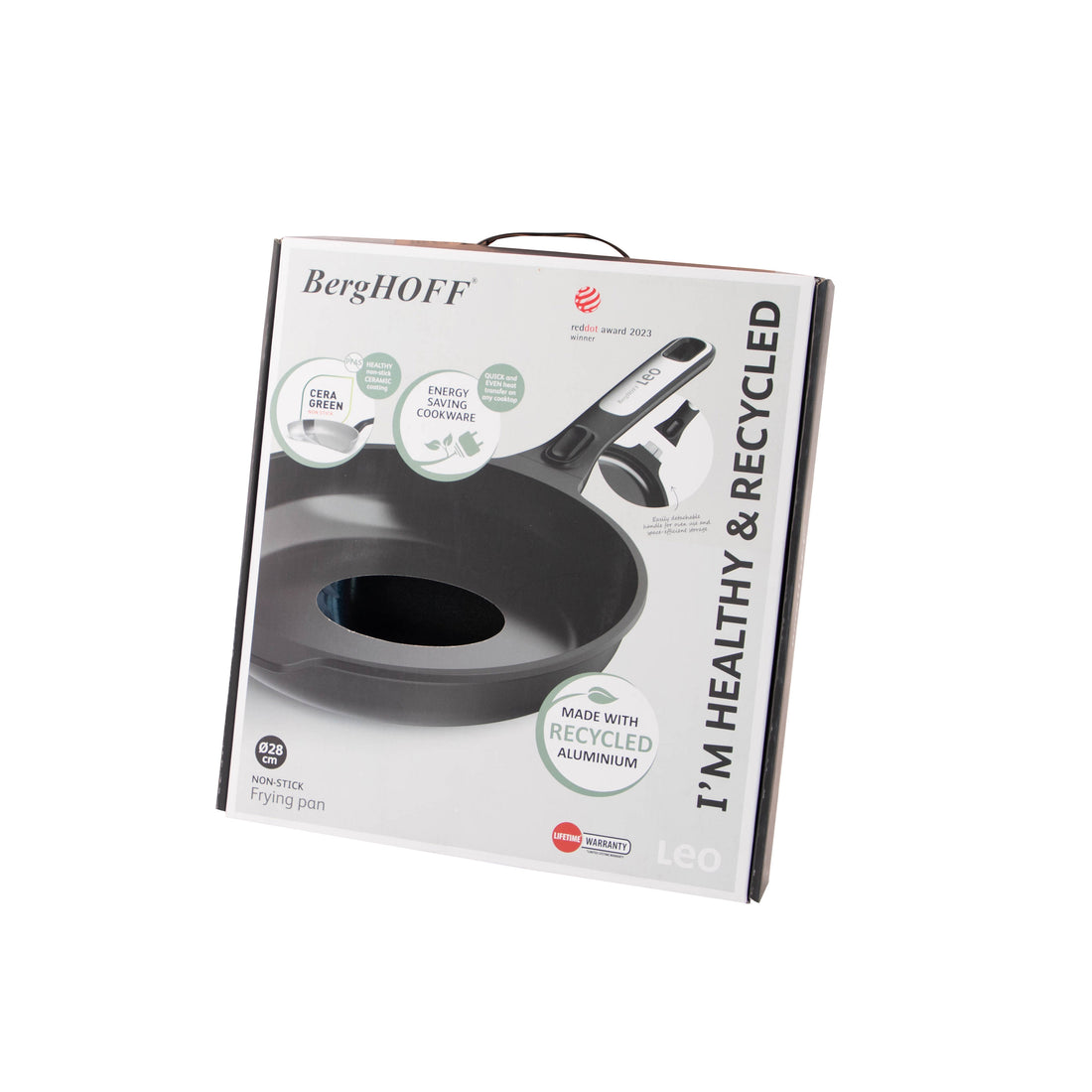 BergHOFF 28cm Frying Pan - Phantom Series Recycled Aluminum with Easy Food Release and Removable Handle