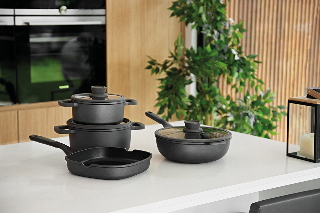 BergHOFF Glass Lid Stone+ 28cm - Large Steam Vent Glass Lid with Silicone Rim and Soft-Touch Handle