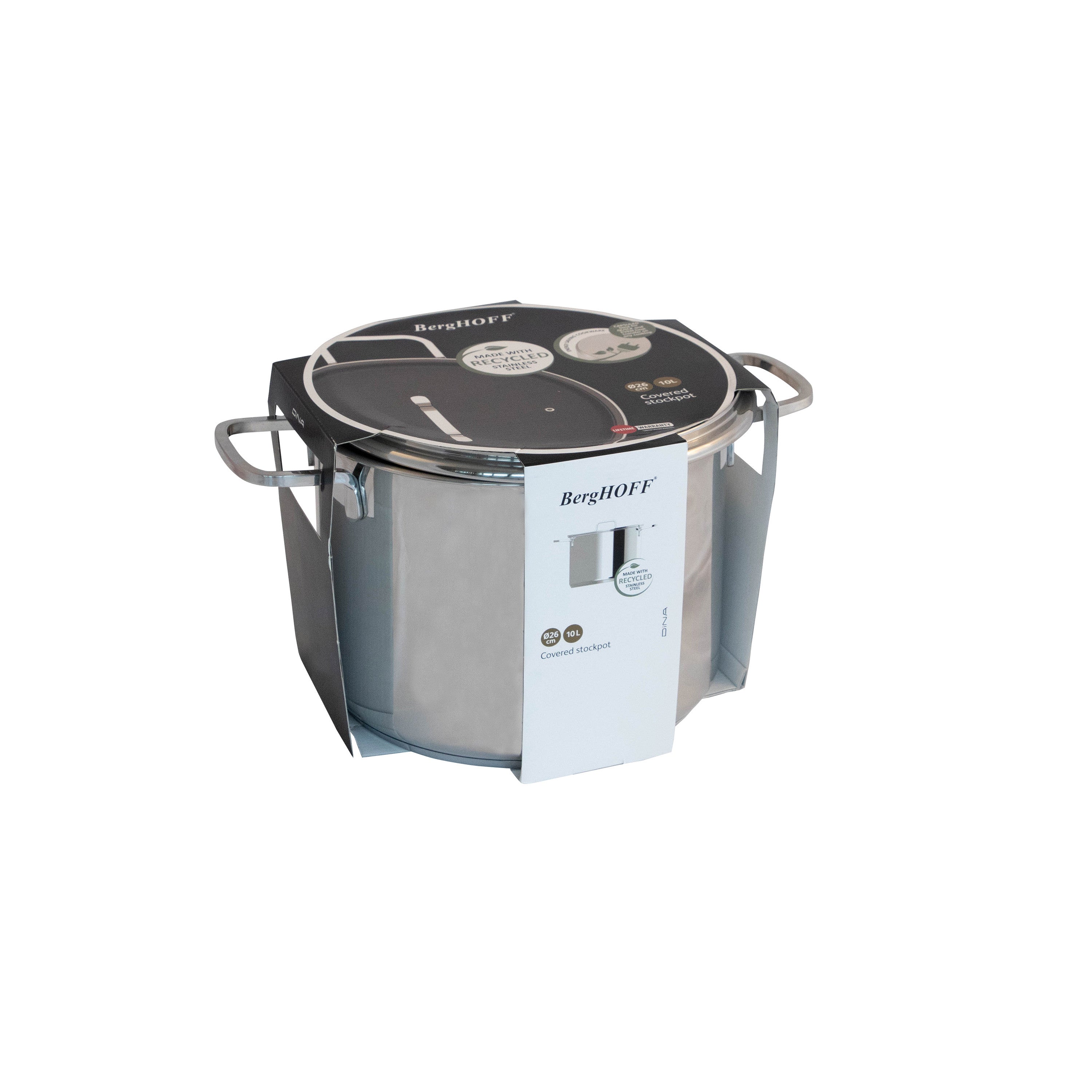 BergHOFF 26cm Covered Stockpot - Helix Series Recycled Steel for Even Heating and Easy Quantity Measuring