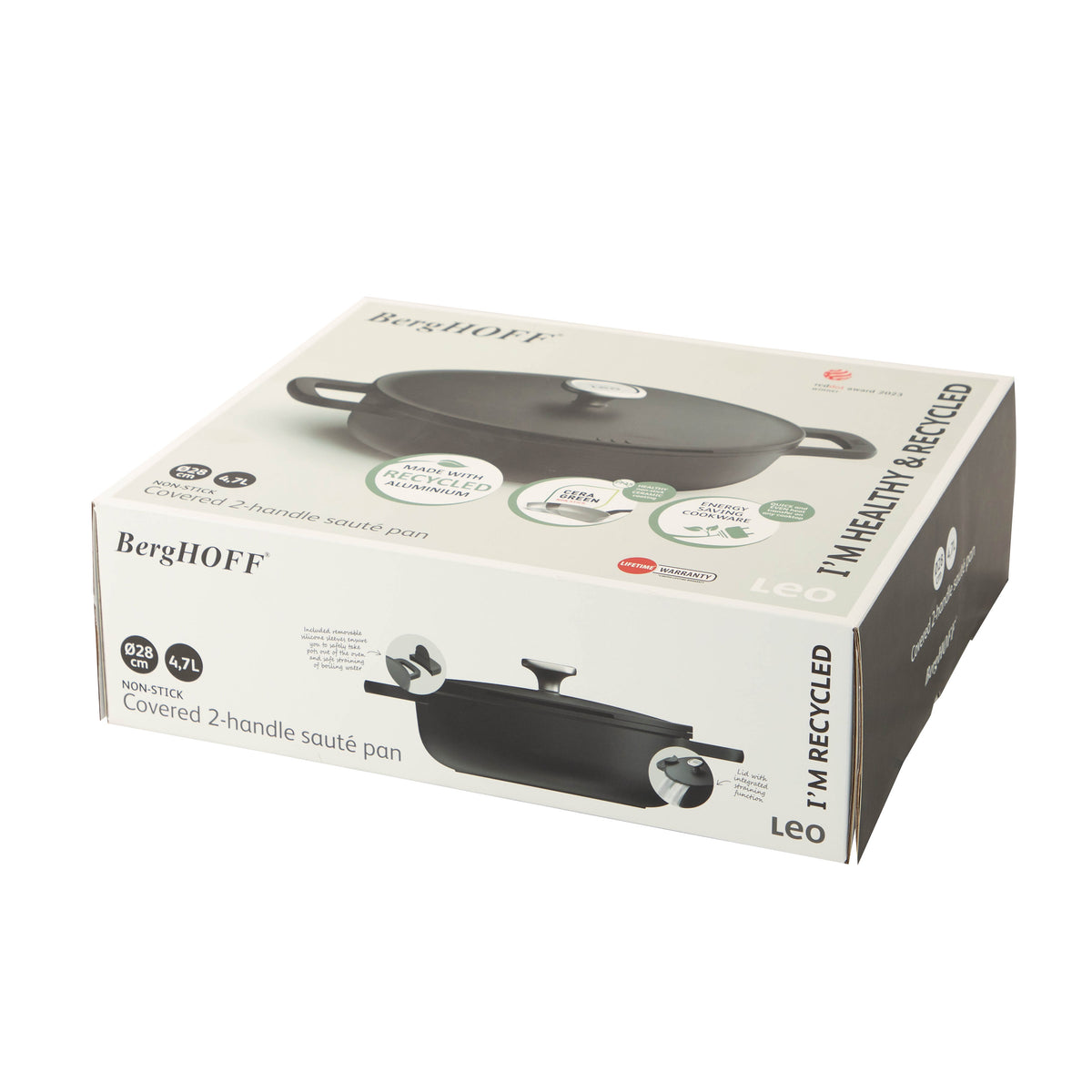 Phantom tarttumaton kaksikahvainen kannellinen paistokasari 28 cm – 3