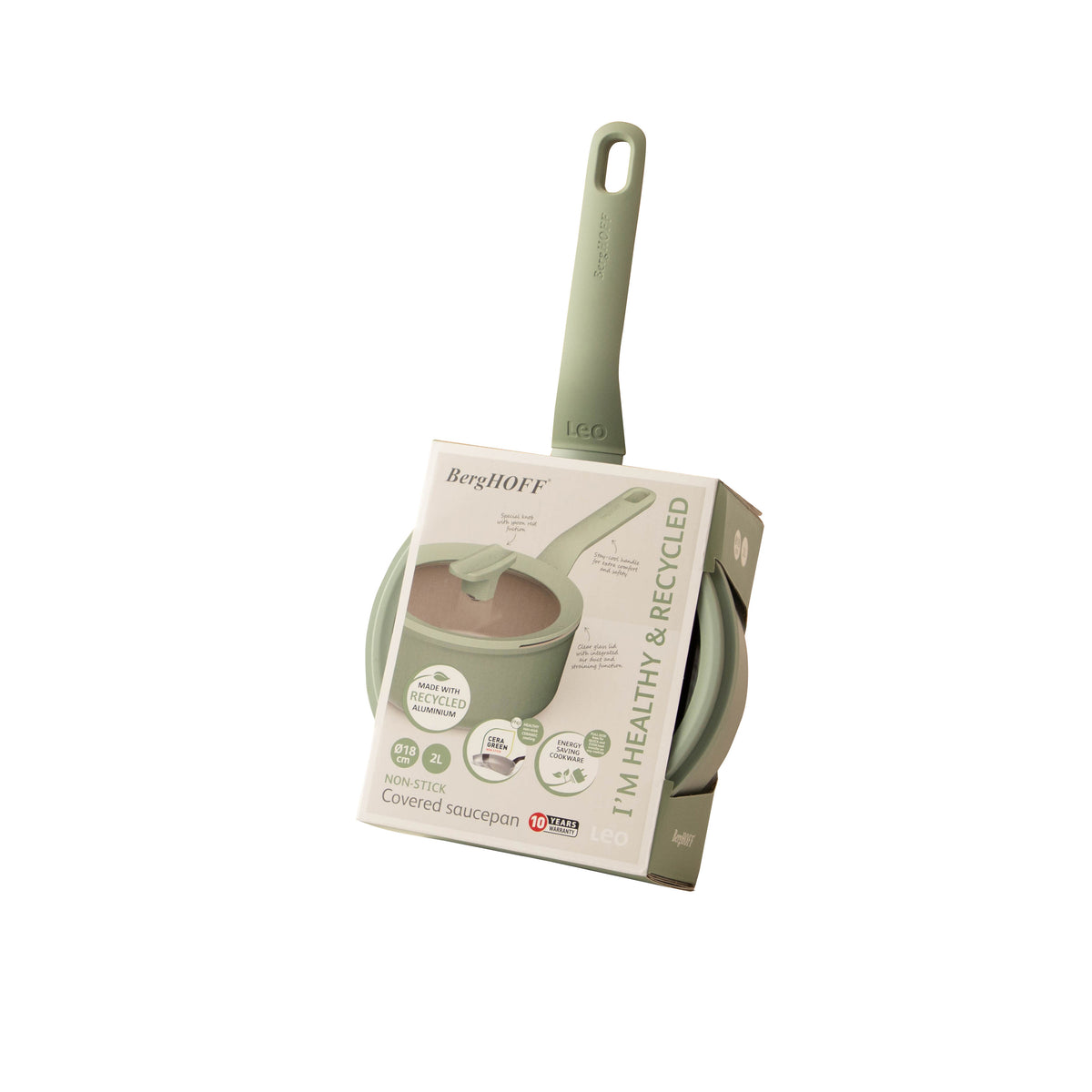 Balance tarttumaton kannellinen kastikekattila 18 cm, Sage – 3