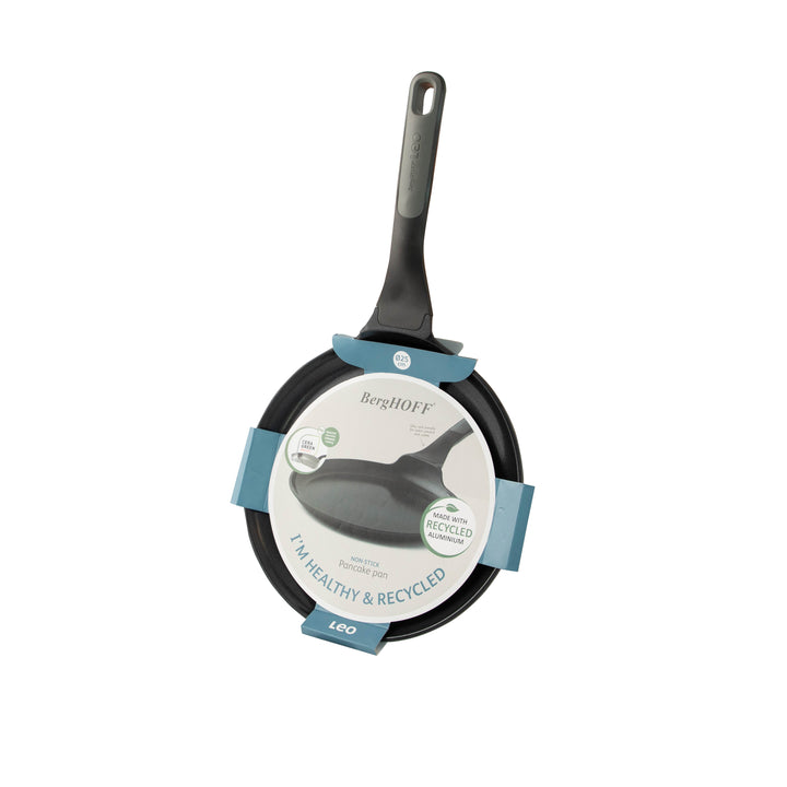 BergHOFF 25cm Pancake Pan - Stone+ Series with Low Edge and CeraGreen Coating for Easy Flipping